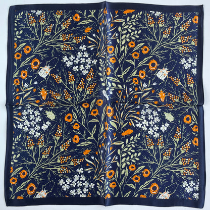 100% Pure Silk Multicolour Small Silk Scarf -The Blue - 21” Silk Scarf
