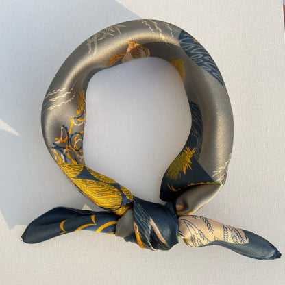 100% Mulberry Silk Scarf-Small Square Multicolor Silk Scarf, lightweight Luxury Neck Hair Scarf - The Teals