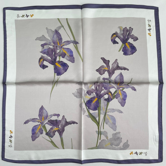 100% Pure Silk Multicolour Small Silk Scarf -The Irises