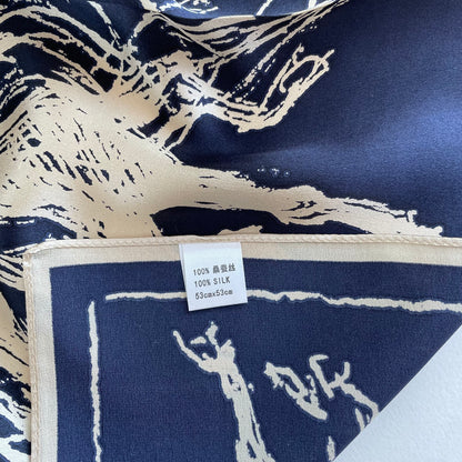 100% Pure Silk Multicolour Small Silk scarf -The Horse-21” Silk Scarf