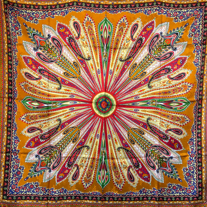 100% Pure Mulberry Silk Duo-Color Handmade Large Silk Scarf 43"- The Feathers