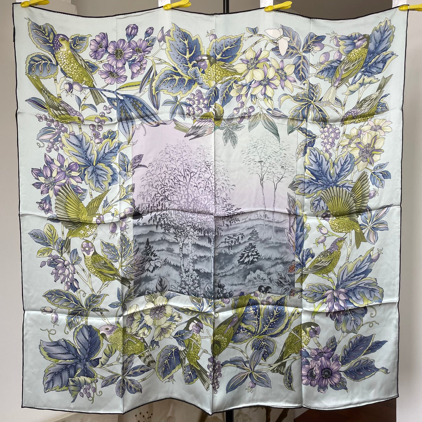 Exquisite Duo-Colour Mulberry 43” Silk Scarf: Hand-Rolled Edge, 6A Grade - The Garden