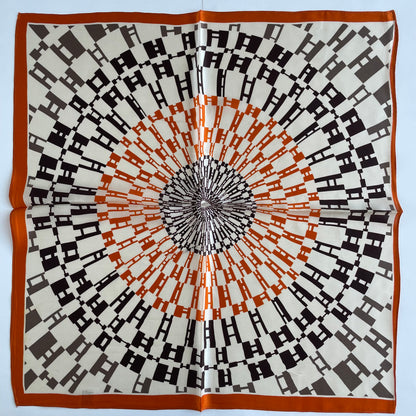 100% Pure Silk Multicolour Small Silk Scarf -The Orange H