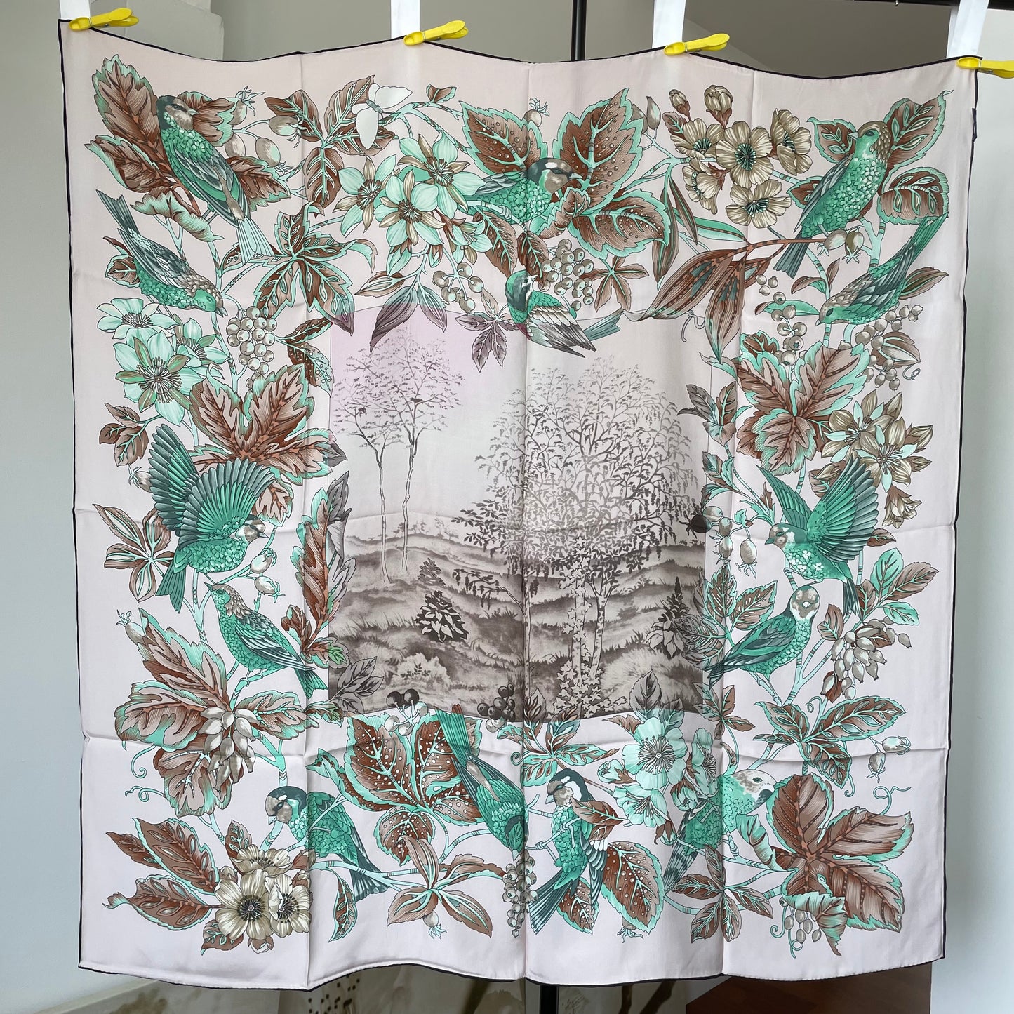 Exquisite Duo-Colour Mulberry 43” Silk Scarf: Hand-Rolled Edge, 6A Grade - The Garden