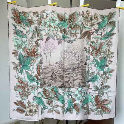 Exquisite Duo-Colour Mulberry 43” Silk Scarf: Hand-Rolled Edge, 6A Grade - The Garden