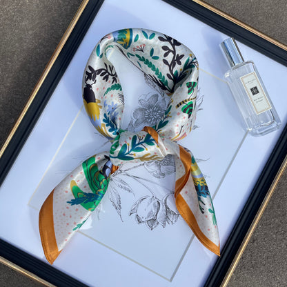100% Pure Mulberry Silk 26” Scarf - Large Multicolour Headscarf/ Bandana/Hair Scarf - Elegant Square Silk Scarf Gift for Her/Mom -The Pipits Garden