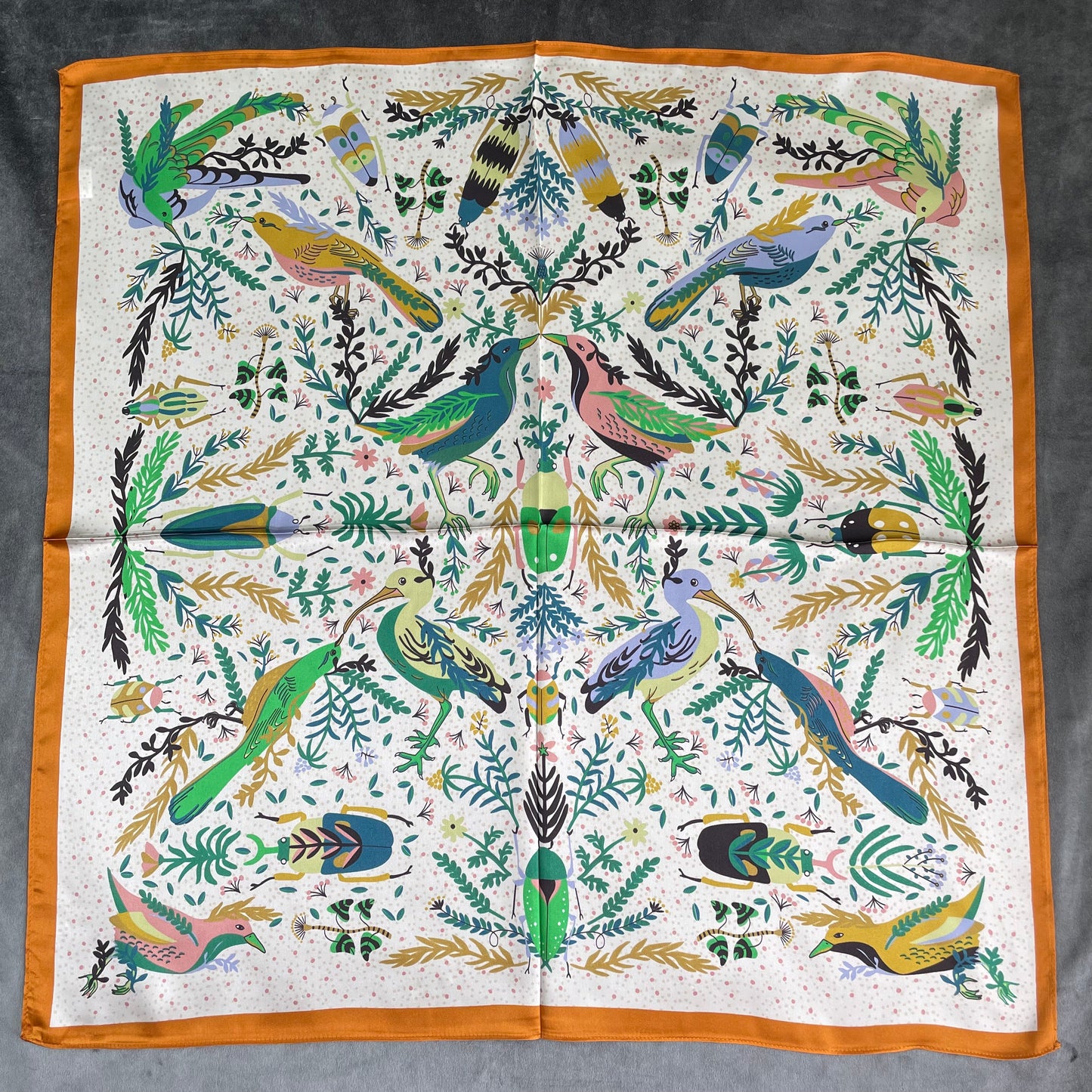 100% Pure Silk Multicolour Large Silk Scarf / Headscarf-The Pipit Garden - 26”Silk Scarf / Headscarf