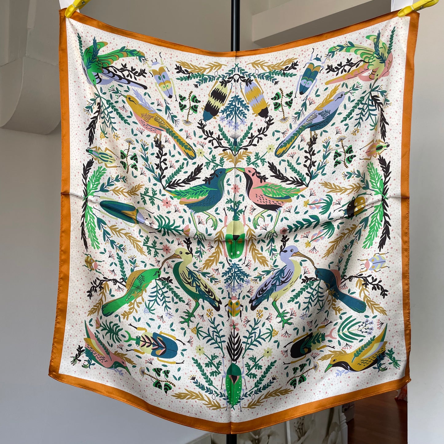 100% Pure Silk Multicolour Large Silk Scarf / Headscarf-The Pipit Garden - 26”Silk Scarf / Headscarf