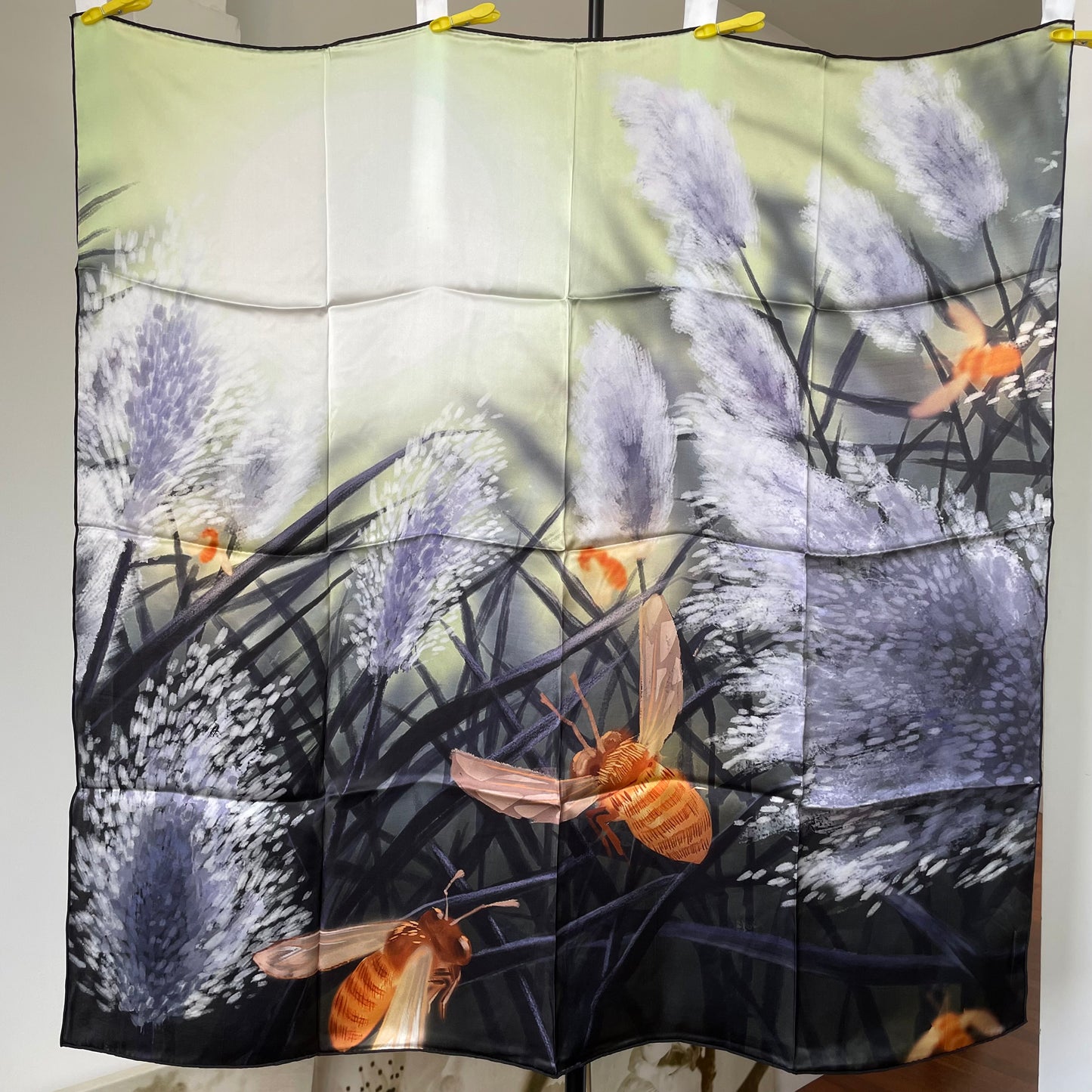 Exquisite Duo-Colour Mulberry 43” Silk Scarf: Hand-Rolled Edge, 6A Grade - The Garden