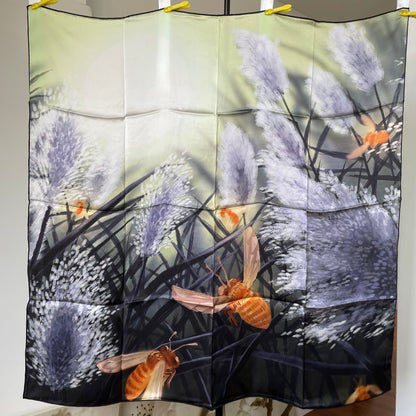 Exquisite Duo-Colour Mulberry 43” Silk Scarf: Hand-Rolled Edge, 6A Grade - The Garden