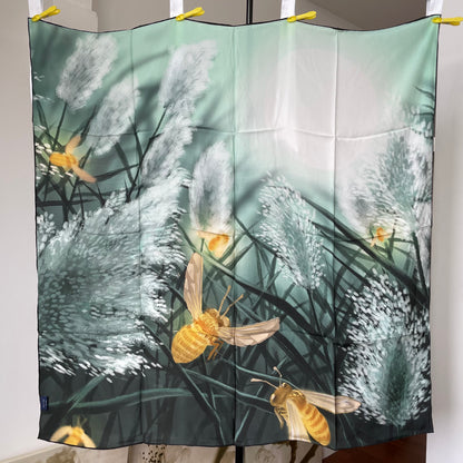 Exquisite Duo-Colour Mulberry 43” Silk Scarf: Hand-Rolled Edge, 6A Grade - The Garden