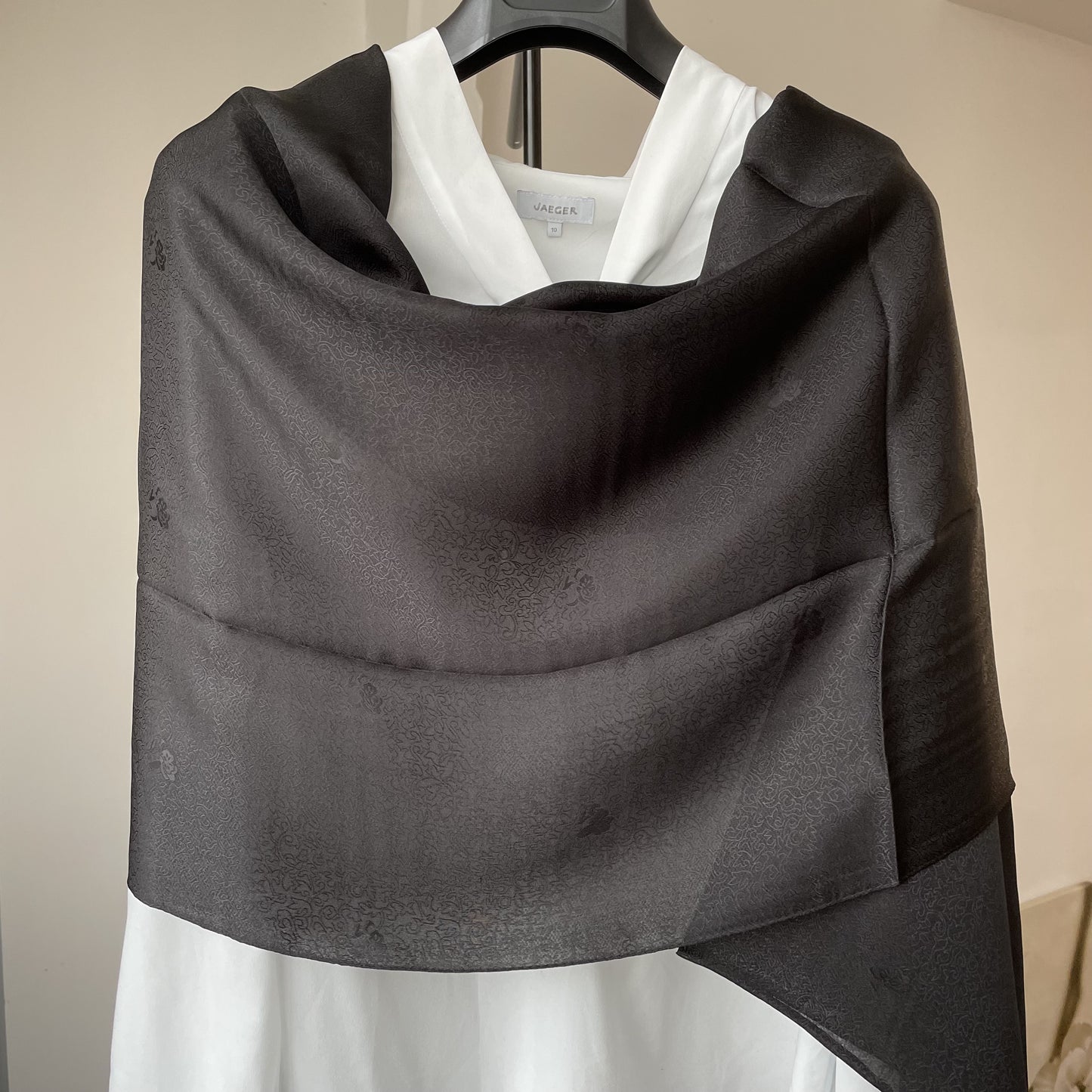 100% Pure Silk Black long Silk Scarf / Headscarf-The Premium Black