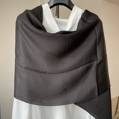 100% Pure Silk Black long Silk Scarf / Headscarf-The Premium Black