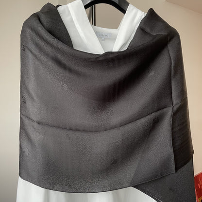 100% Pure Silk Black long Silk Scarf / Headscarf-The Premium Black
