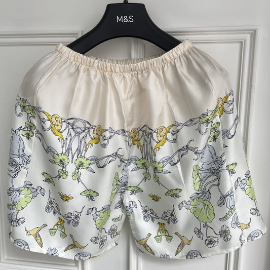 100% Silk Multicolored Beach Shorts-Silk Shorts