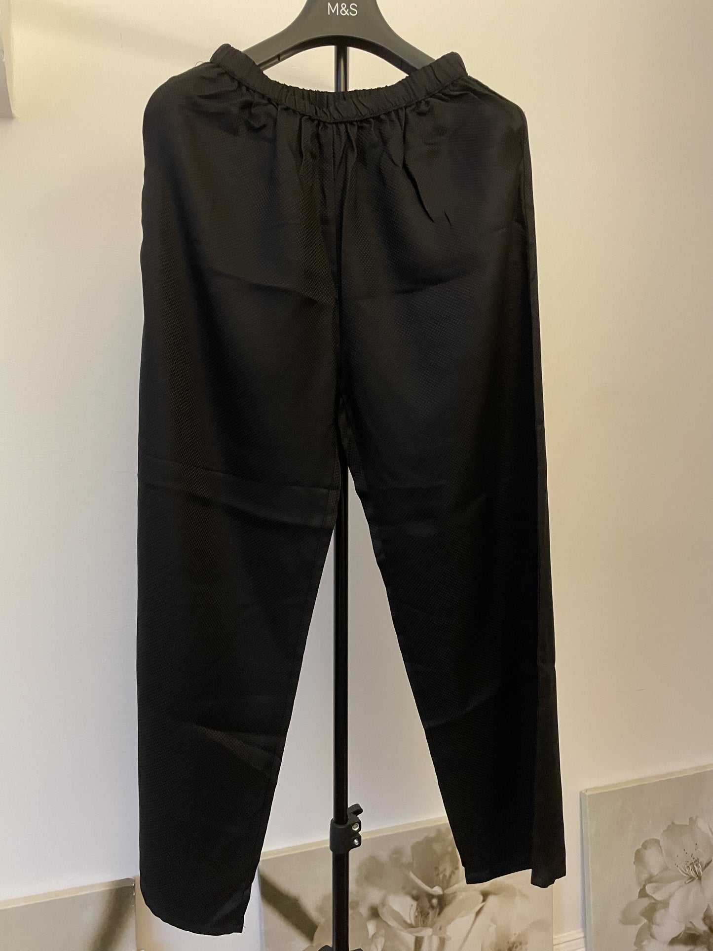 100% Pure Mulberry Silk Black Wide leg Pants