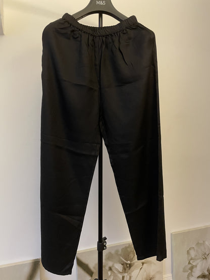 100% Pure Mulberry Silk Black Wide leg Pants