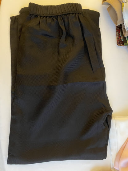 100% Pure Mulberry Silk Black Wide leg Pants