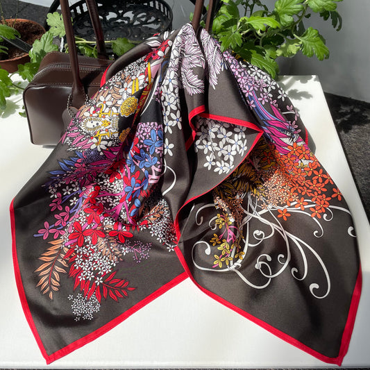 100% Pure Silk Multicolour Large 26” Silk Scarf / Headscarf-The Paisleys