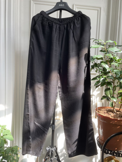 100% Pure Mulberry Silk Black Wide leg Pants