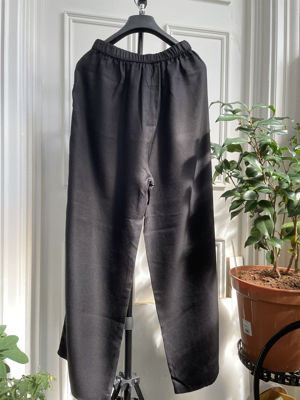 100% Pure Mulberry Silk Black Wide leg Pants