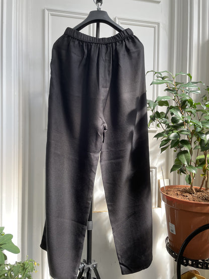 100% Pure Mulberry Silk Black Wide leg Pants