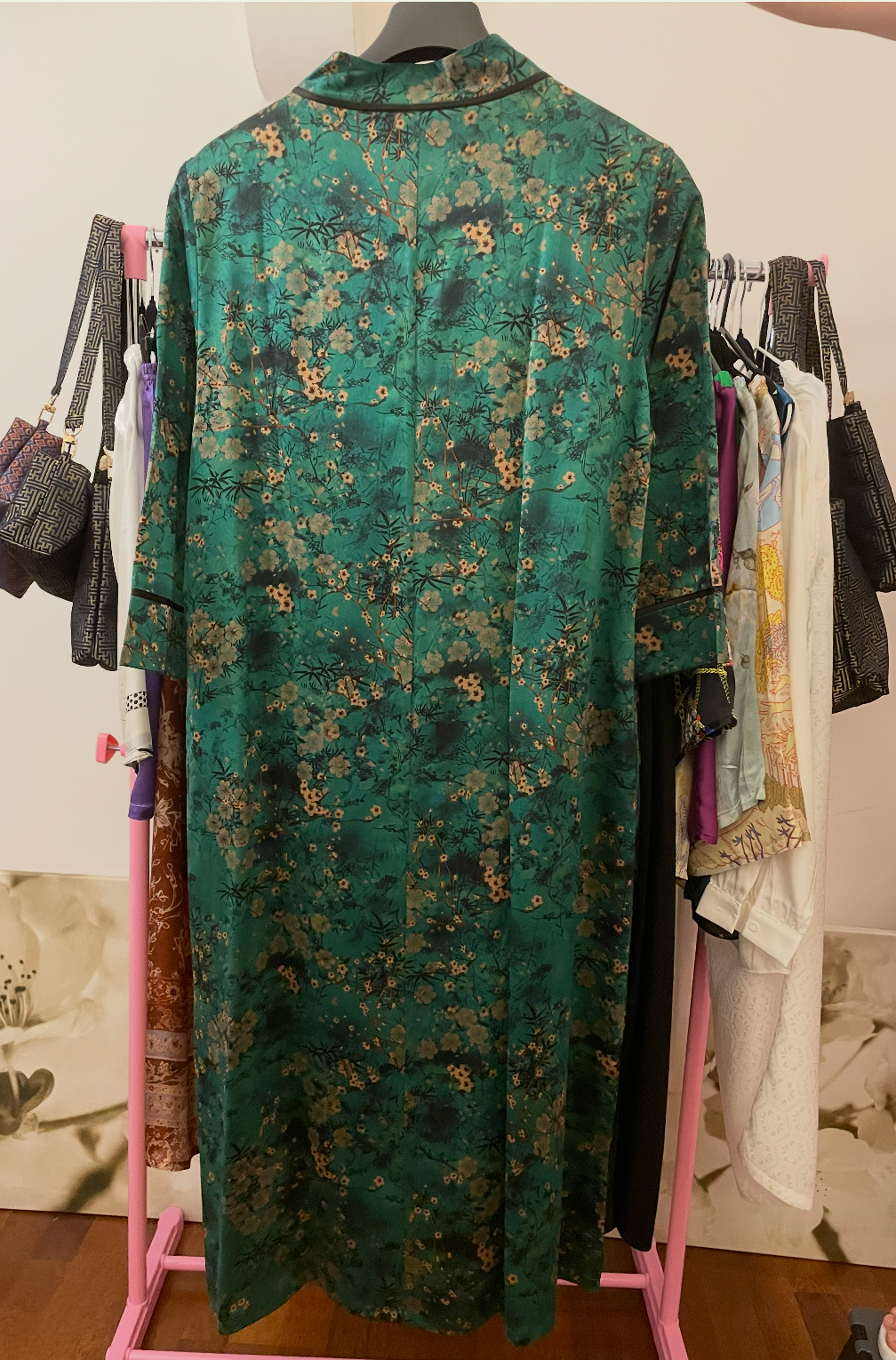 100% Pure Mulberry Silk Multicolored Long Coat
