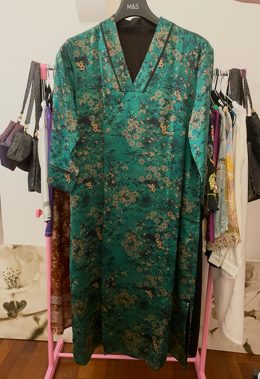 100% Pure Mulberry Silk Multicolored Long Coat