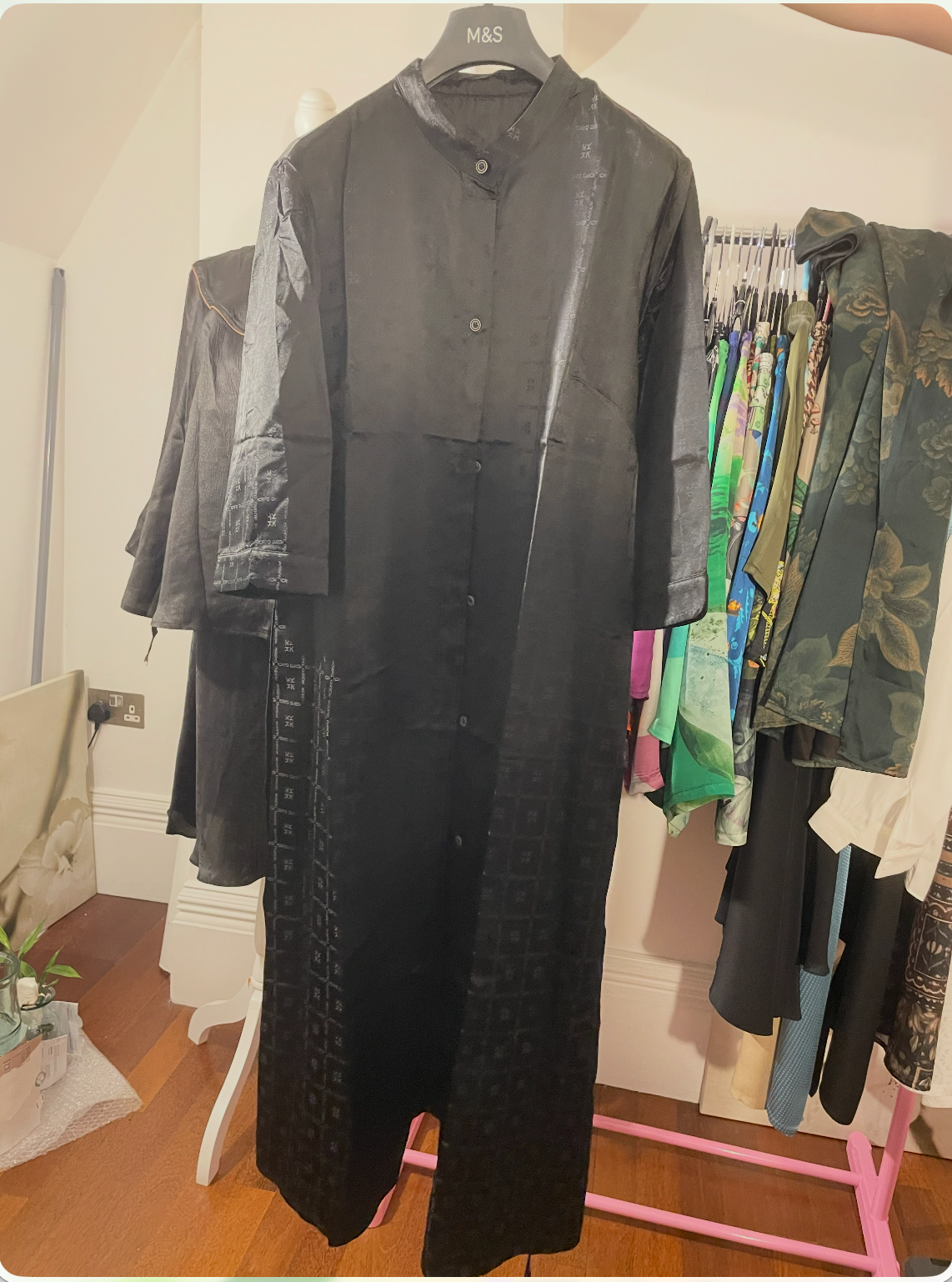 100% Pure Mulberry Silk Multicolored Long Coat