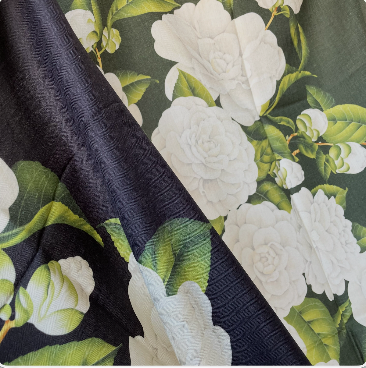 Exquisite Duo-Colour Mulberry 43” Silk Scarf: Hand-Rolled Edge, 6A Grade - The Garden