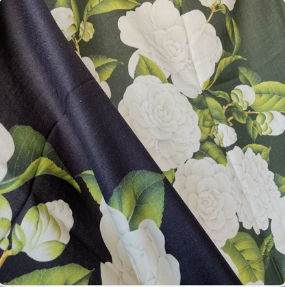 Exquisite Duo-Colour Mulberry 43” Silk Scarf: Hand-Rolled Edge, 6A Grade - The Garden