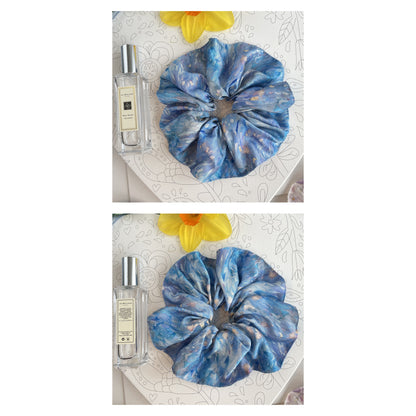 Luxury Handmade Pure Silk Scrunchie - Luxury 7cm wide Silk Hair tie - Artistic Silk Scrunchie-Luxury Hair Accessory