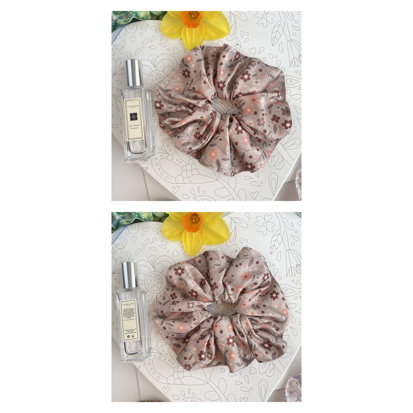 Luxury Handmade Pure Silk Scrunchie - Luxury 7cm wide Silk Hair tie - Artistic Silk Scrunchie-Luxury Hair Accessory