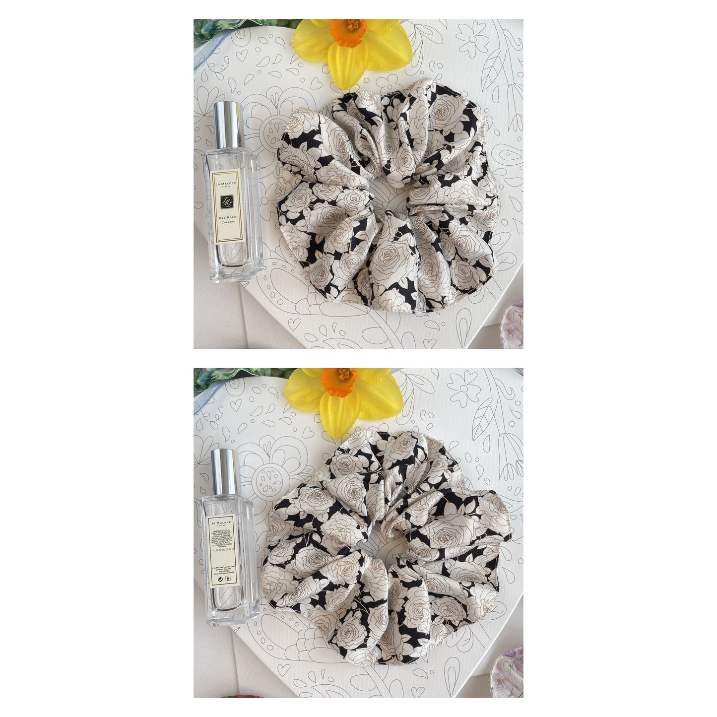 Luxury Handmade Pure Silk Scrunchie - Luxury 7cm wide Silk Hair tie - Artistic Silk Scrunchie-Luxury Hair Accessory