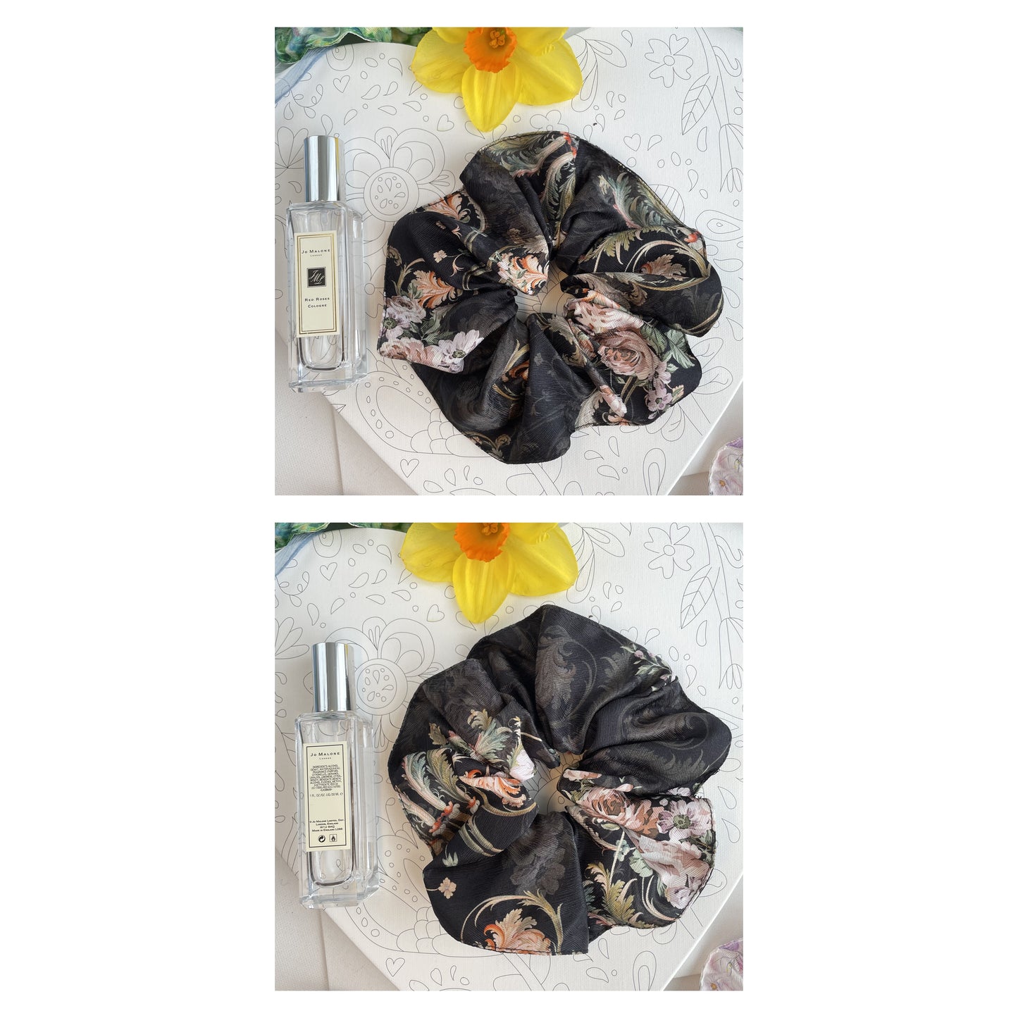 Luxury Handmade Pure Silk Scrunchie - Luxury 7cm wide Silk Hair tie - Artistic Silk Scrunchie-Luxury Hair Accessory