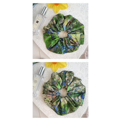 Luxury Handmade Pure Silk Scrunchie - Luxury 7cm wide Silk Hair tie - Artistic Silk Scrunchie-Luxury Hair Accessory