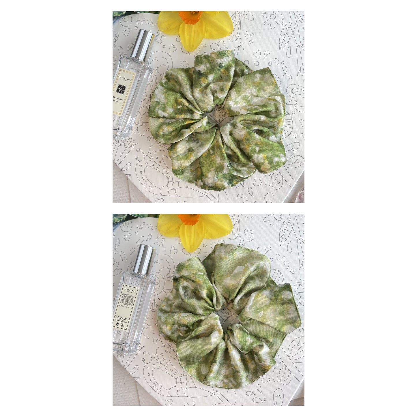 Luxury Handmade Pure Silk Scrunchie - Luxury 7cm wide Silk Hair tie - Artistic Silk Scrunchie-Luxury Hair Accessory