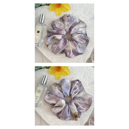 Luxury Handmade Pure Silk Scrunchie - Luxury 7cm wide Silk Hair tie - Artistic Silk Scrunchie-Luxury Hair Accessory