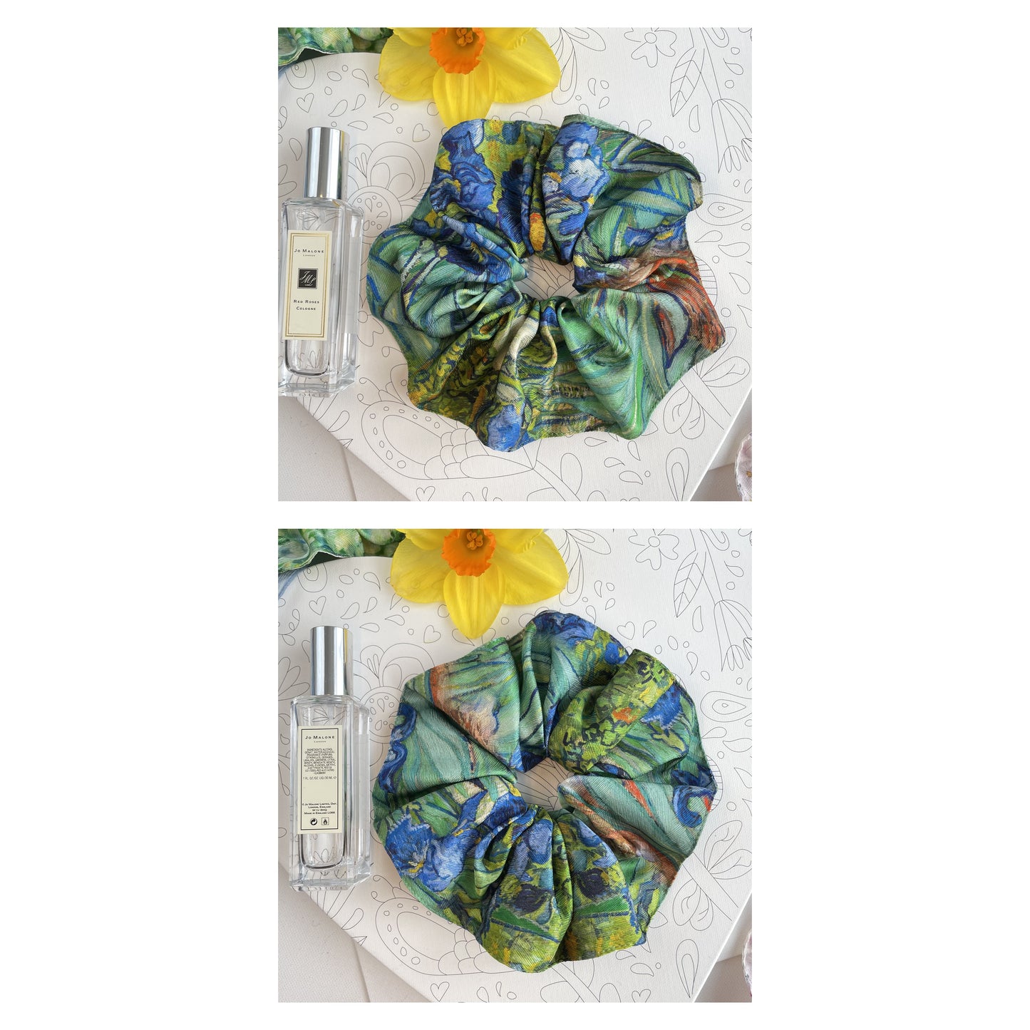 Luxury Handmade Pure Silk Scrunchie - Luxury 7cm wide Silk Hair tie - Artistic Silk Scrunchie-Luxury Hair Accessory