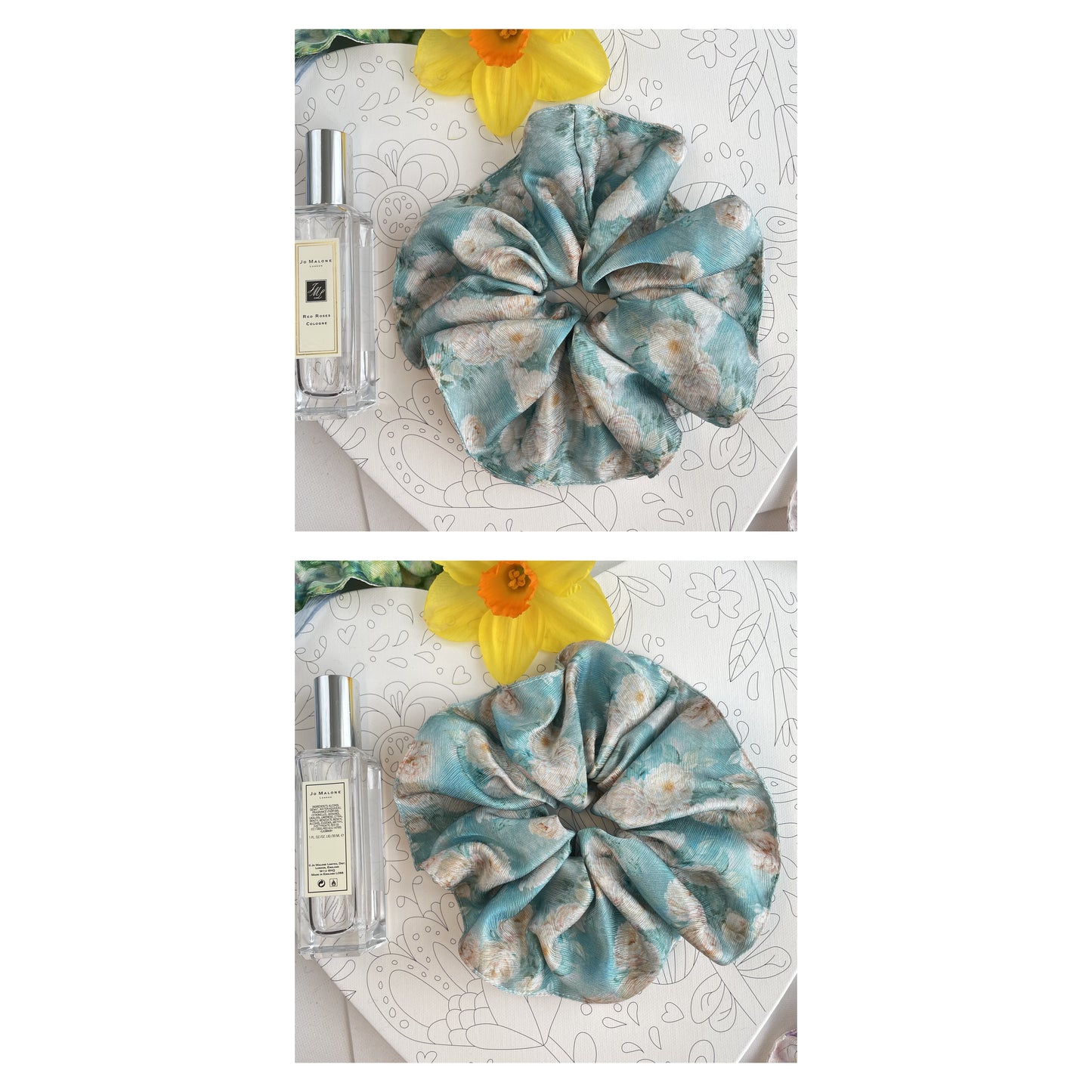 Luxury Handmade Pure Silk Scrunchie - Luxury 7cm wide Silk Hair tie - Artistic Silk Scrunchie-Luxury Hair Accessory