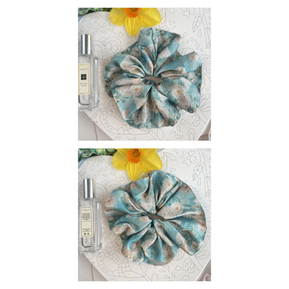 Luxury Handmade Pure Silk Scrunchie - Luxury 7cm wide Silk Hair tie - Artistic Silk Scrunchie-Luxury Hair Accessory