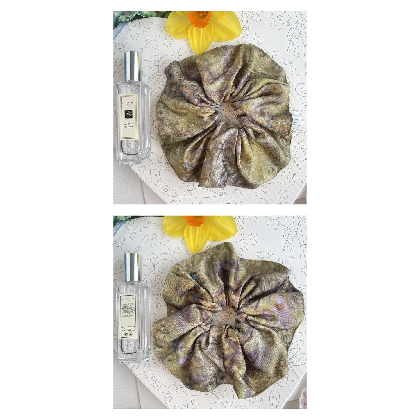 Luxury Handmade Pure Silk Scrunchie - Luxury 7cm wide Silk Hair tie - Artistic Silk Scrunchie-Luxury Hair Accessory