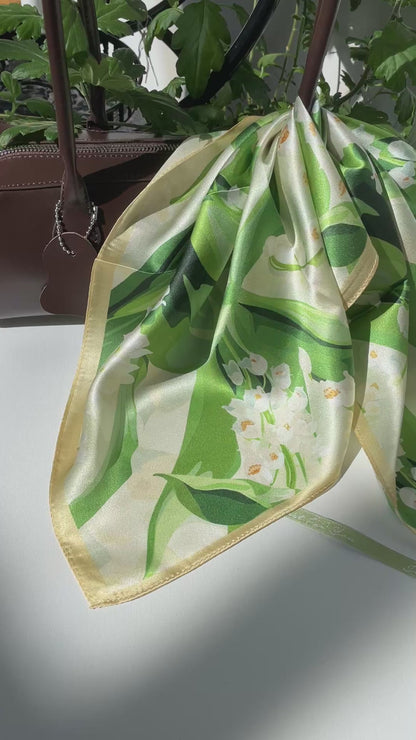 100% Pure Silk Multicolor 20" Silk Square Scarf -The Flowers