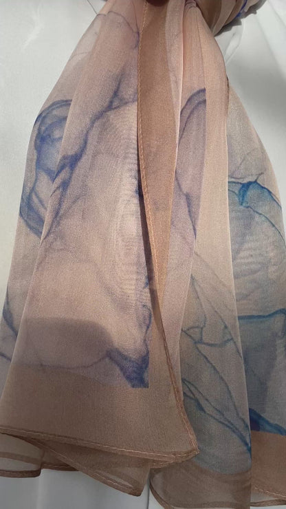100% Pure Silk Multicolour long Silk Scarf / Headscarf-The Rose