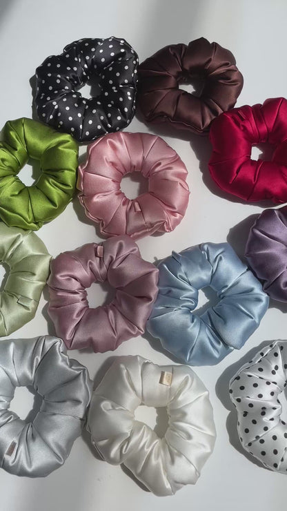 Luxury Oversized Puffy Mulberry Silk Scrunchie | 30 Momme Silk Hair Tie | Premium Silk Hair Accessory Gift for Women