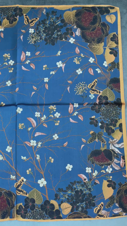 100% Pure Silk Multicolour Large Silk Scarf / Headscarf-The Garden- 26”Silk Scarf / Headscarf