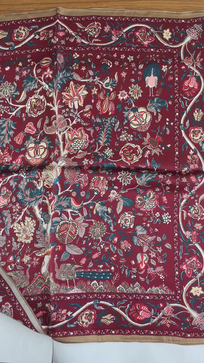 100% Pure Silk Multicolour Large Silk Scarf / Headscarf-The Life Tree- 26”Silk Scarf / Headscarf
