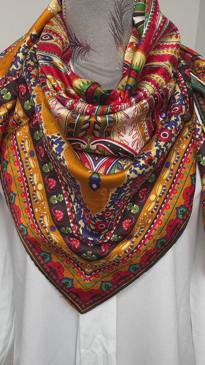 Exquisite Duo-Colour Mulberry 43” Silk Scarf: Hand-Rolled Edge, 6A Grade - The Feathers