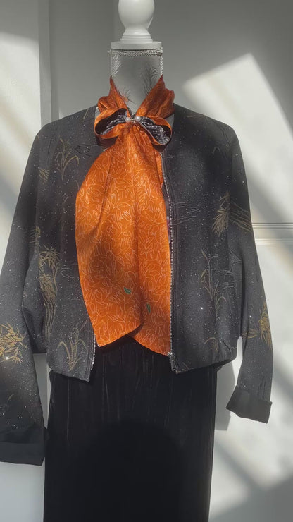 100% Mulberry Silk Skinny Scarf, Multicolour Silk Neck Scarf /Luxury Style Scarf/Silk Hair Scarf-The Lines