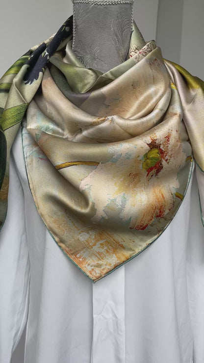 100% Pure Mulberry Silk Multicolour Handmade Large Silk Scarf 43"- The Paintings